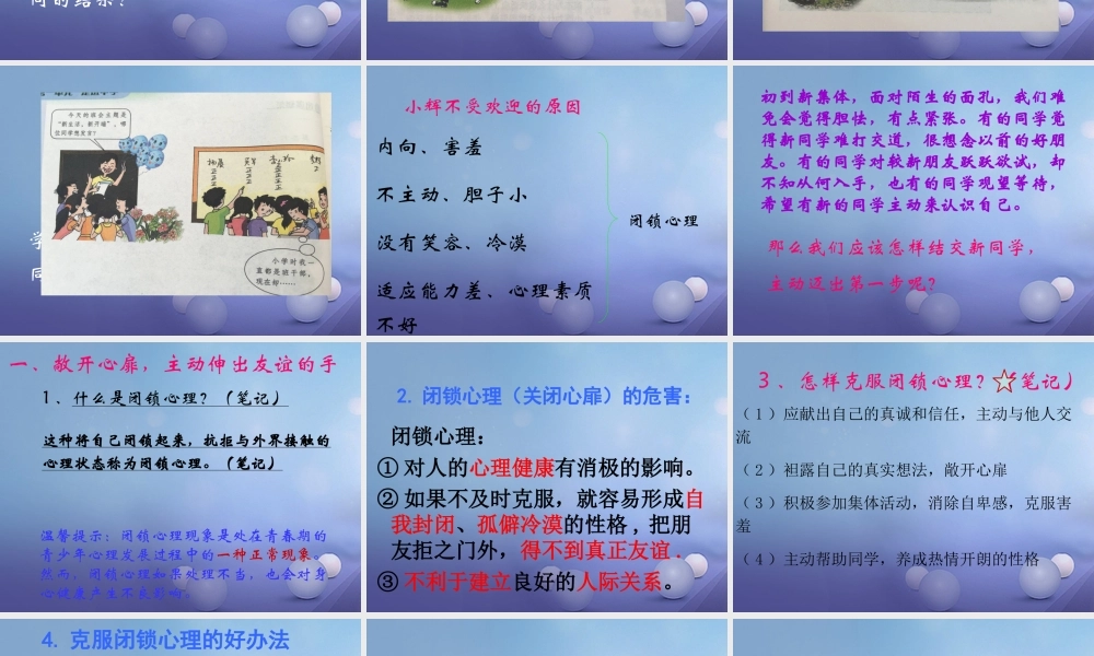 中学 1.2 融入新集体 第1框 结识新同学课件 粤教版 课件