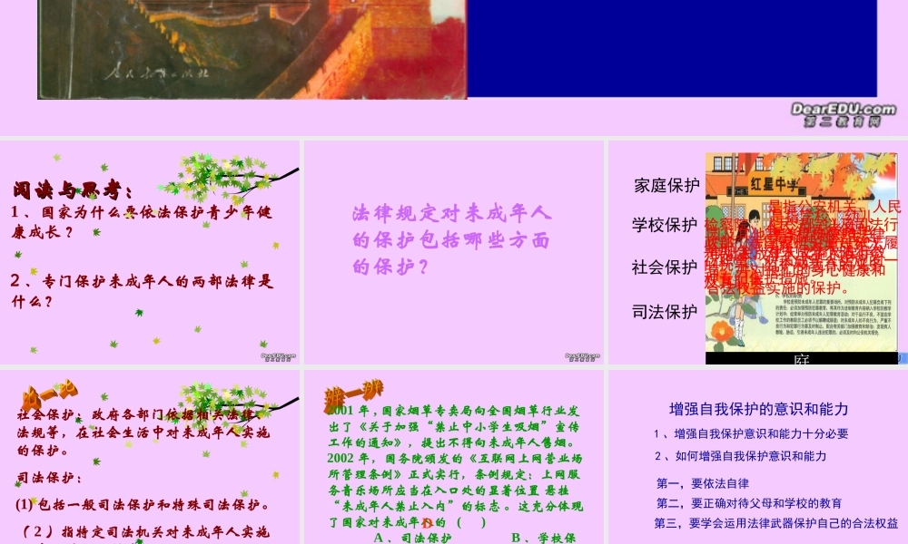 八年级政治依法保护青少年健康成长课件 人教版 课件