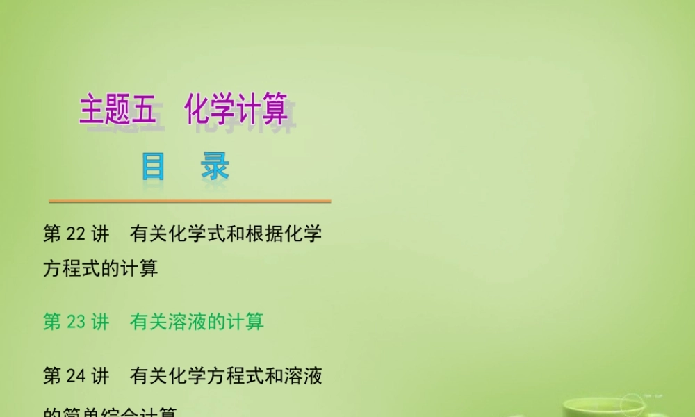 中考化学自主复习 化学计算(二)有关溶液的计算课件