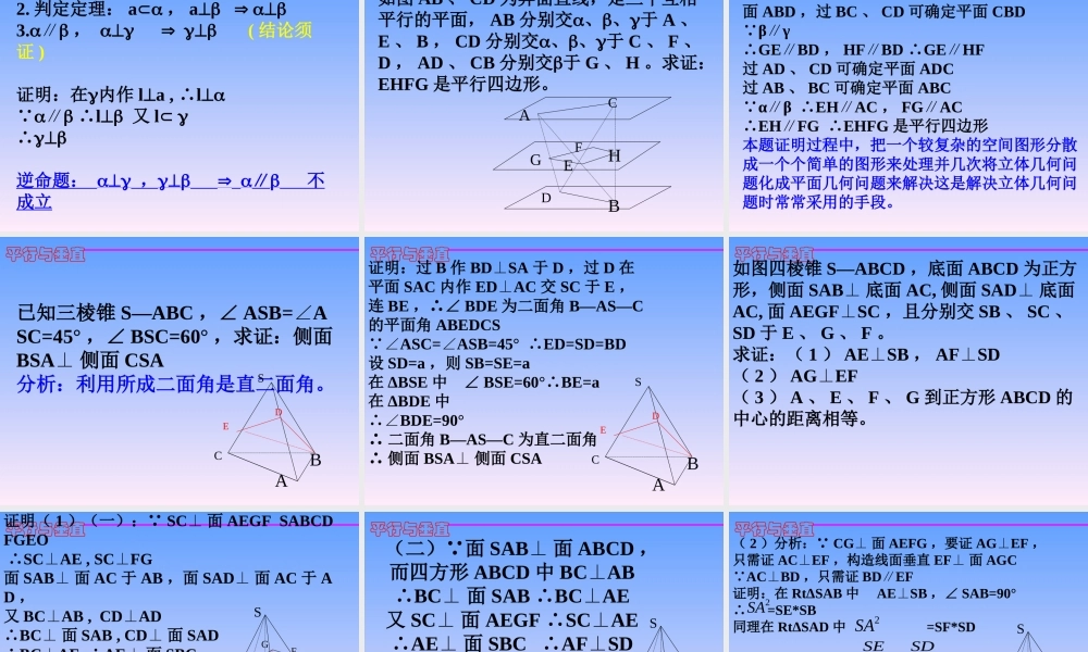 人教版高二数学平行与垂直 课件