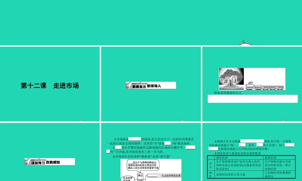八年级政治下册 第五单元 市场考察 12 走进市场课件 教科版 课件