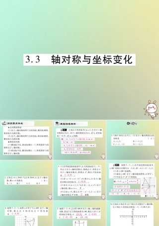 八年级数学上册 第三章 位置与坐标 3.3 轴对称与坐标变化习题课件 (新版)北师大版 课件
