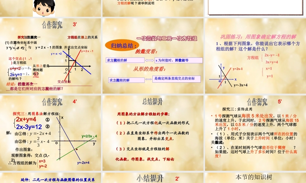 八年级数学下册 19.2.3 一次函数与二元一次方程(组)课件2 (新版)新人教版 课件