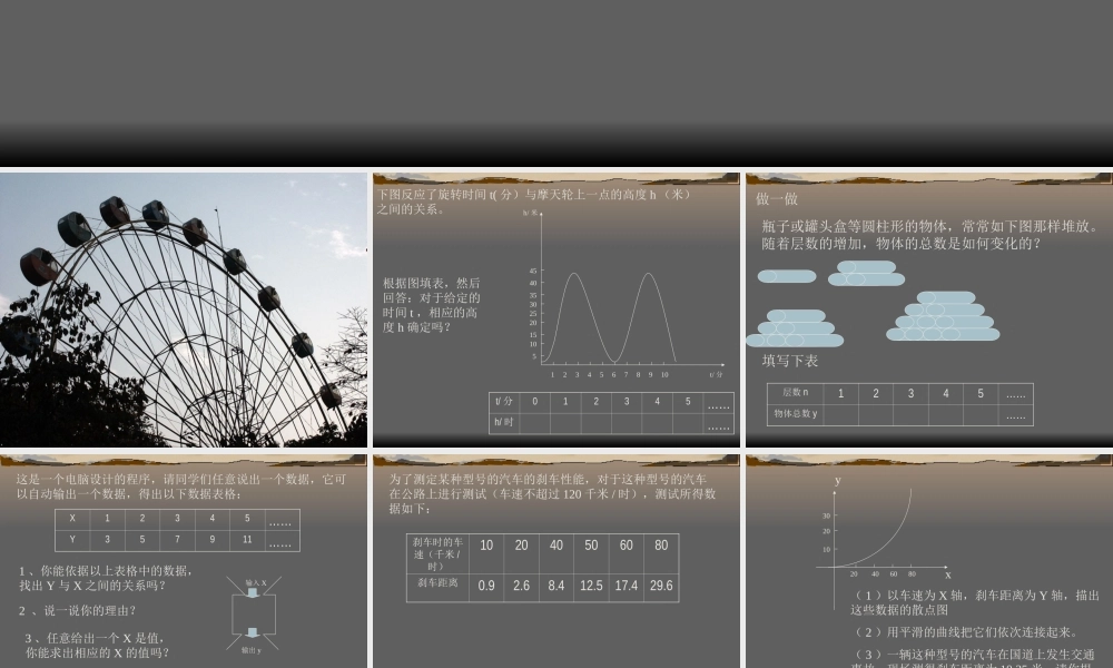 八年级数学函数的概念课件2苏科版 课件