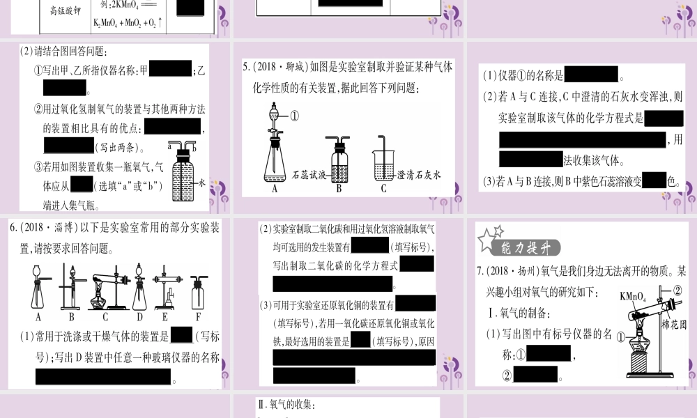 中考化学复习 第一部分 基础知识 第三单元 化学实验 第16讲 常见气体的制取(精练)课件