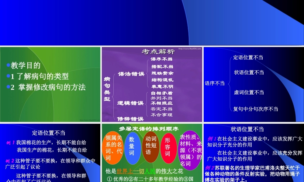 广东省地区初三语文病句修改专题 人教版 课件