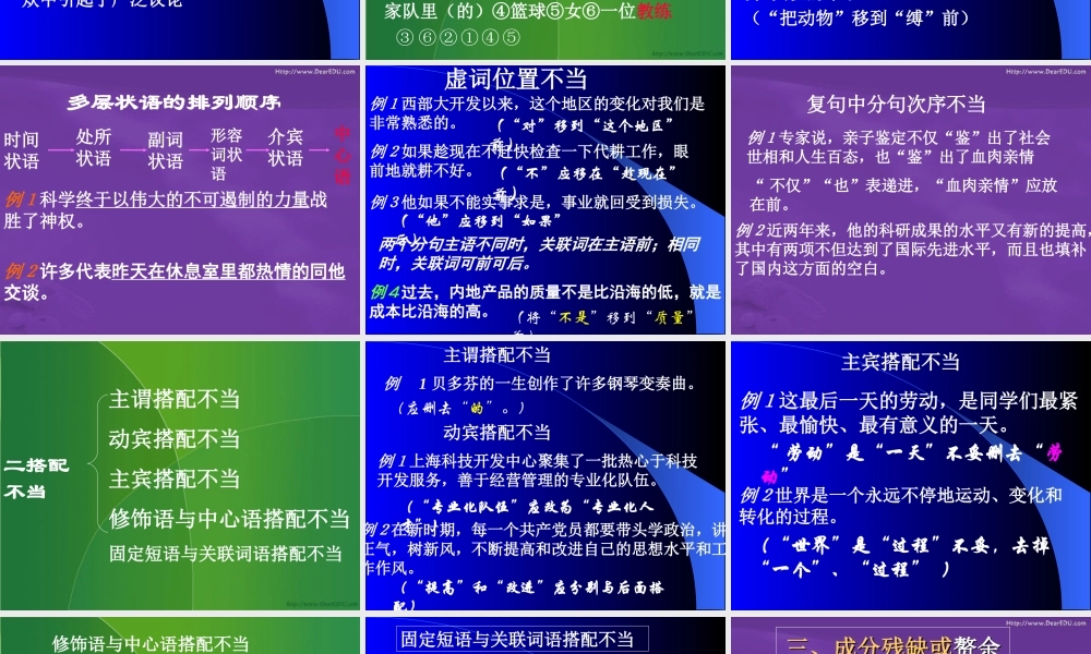 广东省地区初三语文病句修改专题 人教版 课件