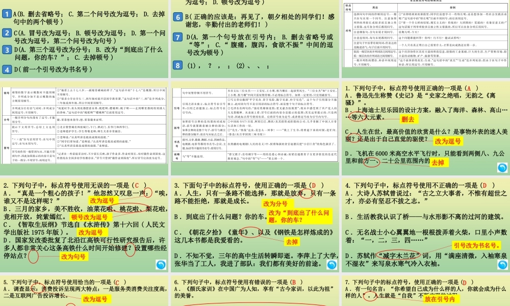 九年级语文上册 期末专题四 标点符号课件 新人教版 课件