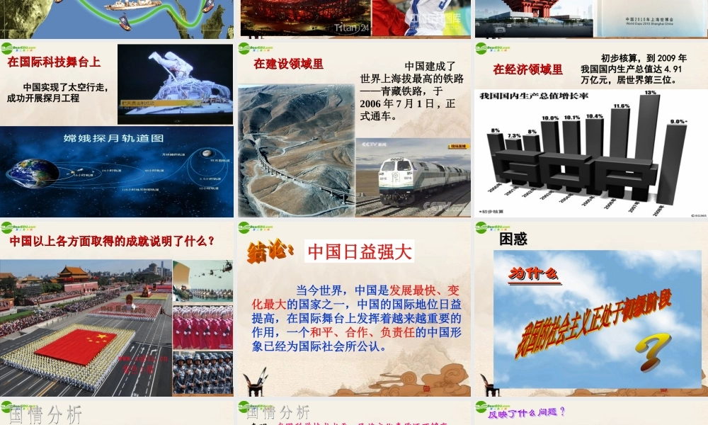 九年级政治 第二单元第4课(我国社会主义初级阶段的基本国情)课件 人教新课标版 课件