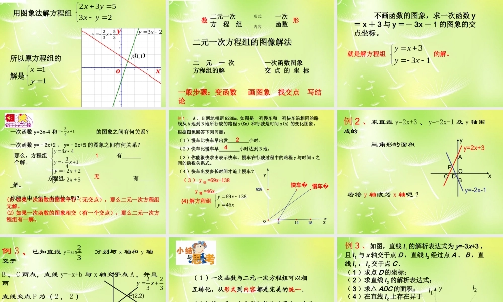 八年级数学上册 6.5 一次函数与二元一次方程课件 (新版)苏科版 课件