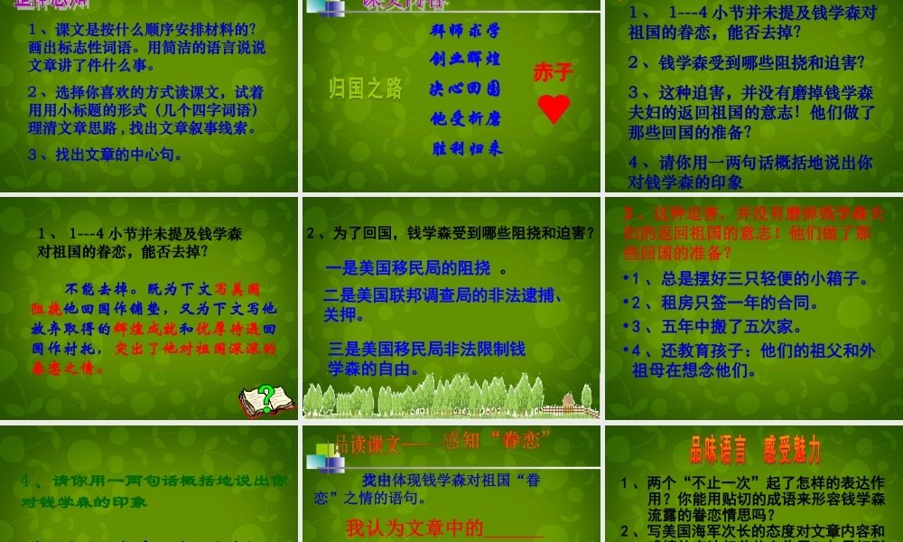 八年级语文上册 8 始终眷恋着自己的祖国课件 苏教版 课件