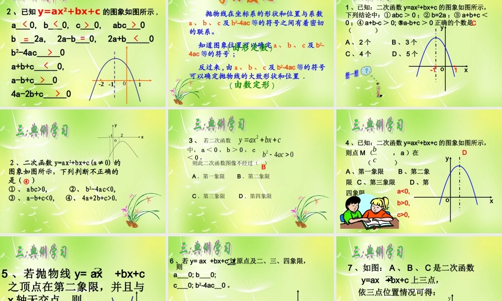 九年级数学下册 二次函数的符号问题课件 (新版)苏科版 课件