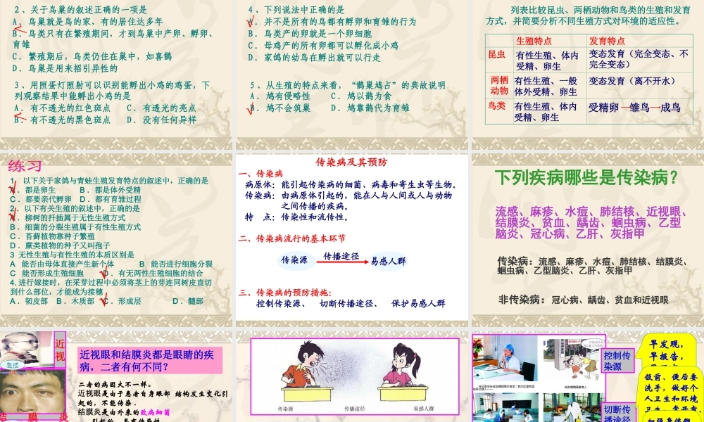 八年级下册生物复习课件A