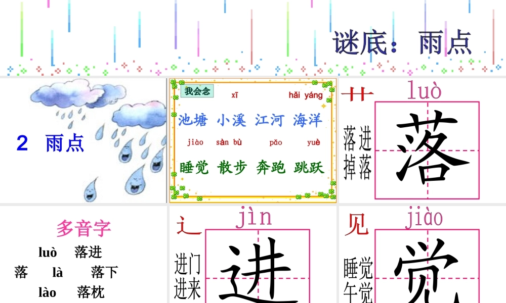 苏教版小学一年级语文下册第2课《雨点》课件