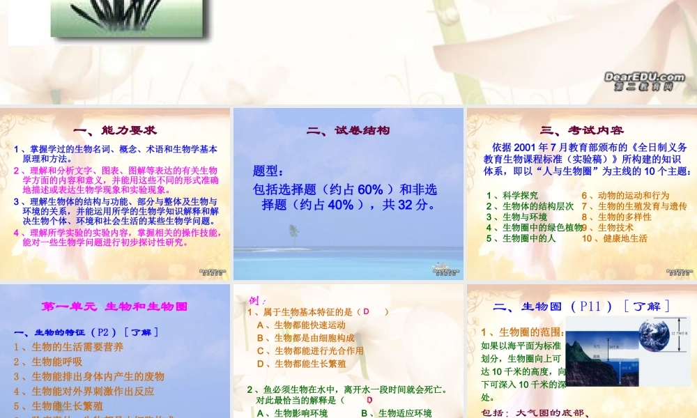 招生 综合生物科学习要点 人教版 课件