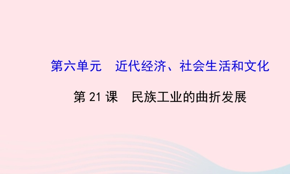 八年级历史上册 第6单元 近代经济、社会生活和文化 第21课民族工业的曲折发展课件 岳麓版 课件