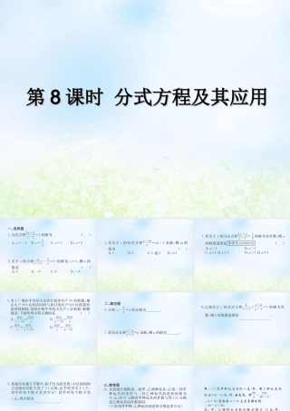 中考数学复习 第8课时 分式方程及其应用(课后作业)课件