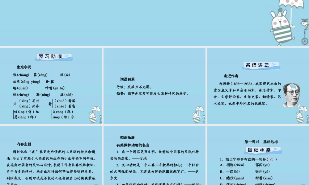七年级语文上册 第五单元 16猫课件 新人教版 课件
