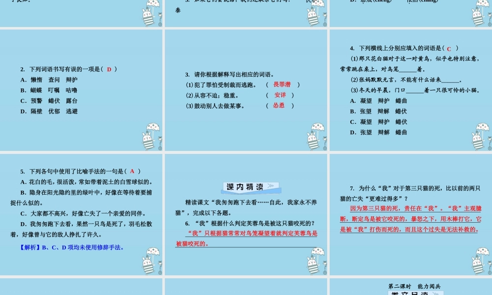 七年级语文上册 第五单元 16猫课件 新人教版 课件