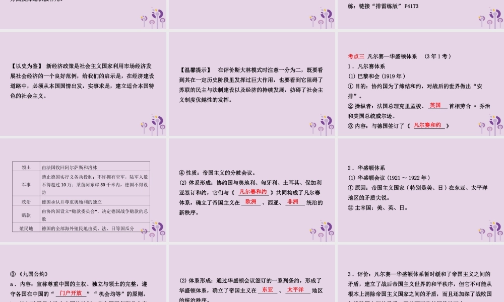 中考历史备战复习 世界史 第二十单元 两次世界大战之间的世界课件