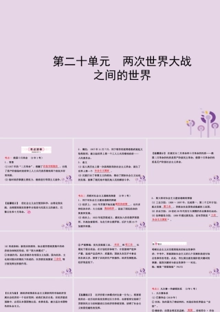 中考历史备战复习 世界史 第二十单元 两次世界大战之间的世界课件