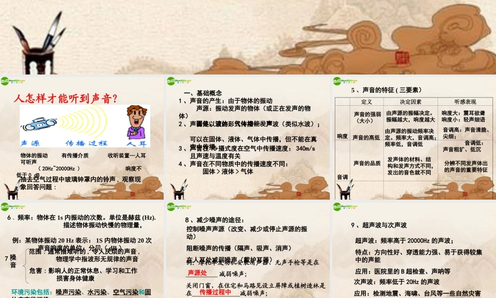 八年级物理上册 第三章声现象(一)复习课件 教科版 课件