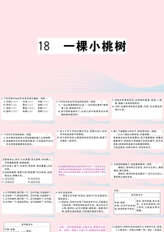 文下册 第五单元 18 一棵小桃树习题课件 新人教版 课件