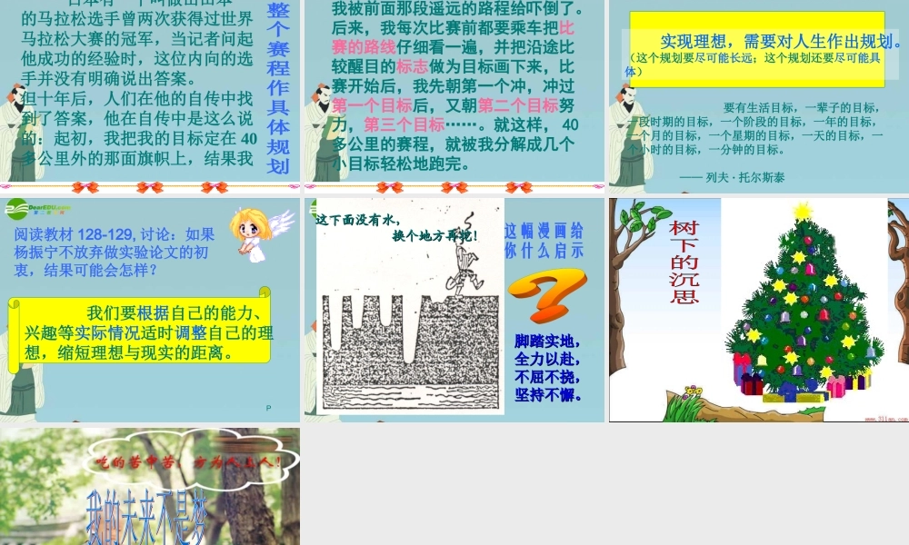 九年级政治 第四单元第九课之(正确对待理想与现实)课件 人教新课标版 课件