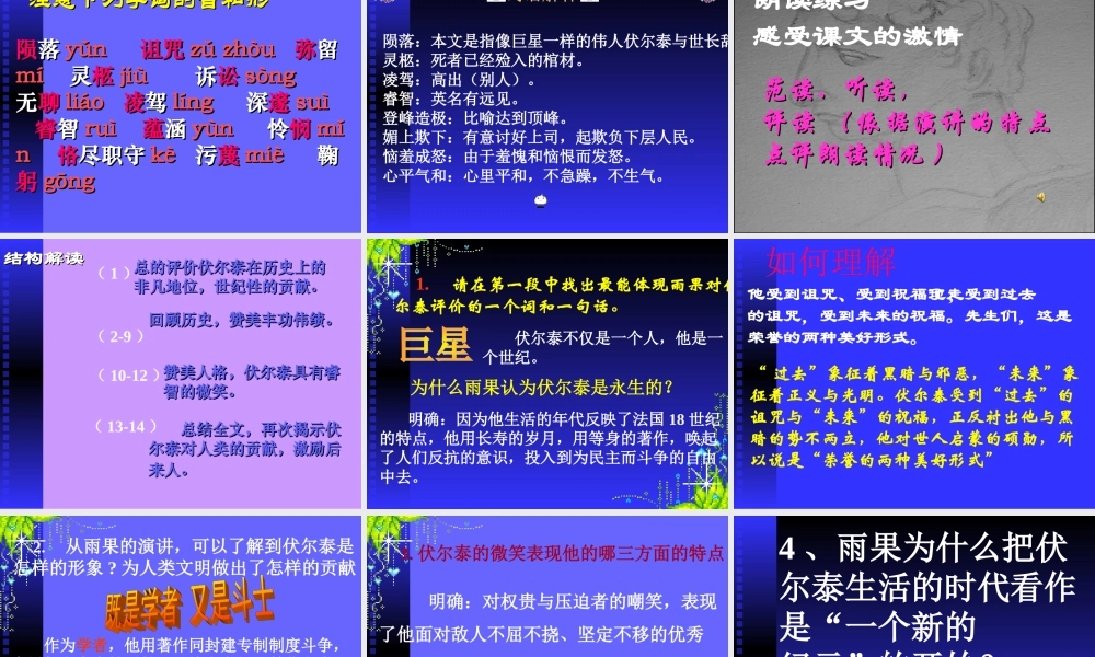 6.纪念伏尔泰逝世一百周年的演说-课件