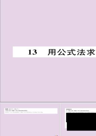 九年级数学上册 第二章 一元二次方程 用公式法求解一元二次方程(练习手册)课件 (新版)北师大版 课件