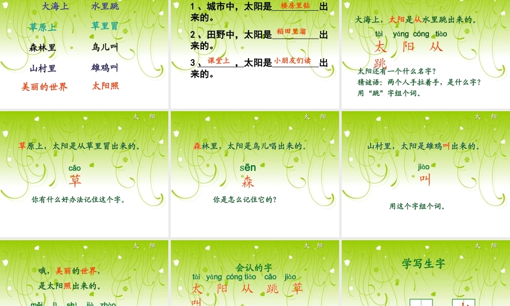 北师大版一年级语文上册《太阳》课件 (2)