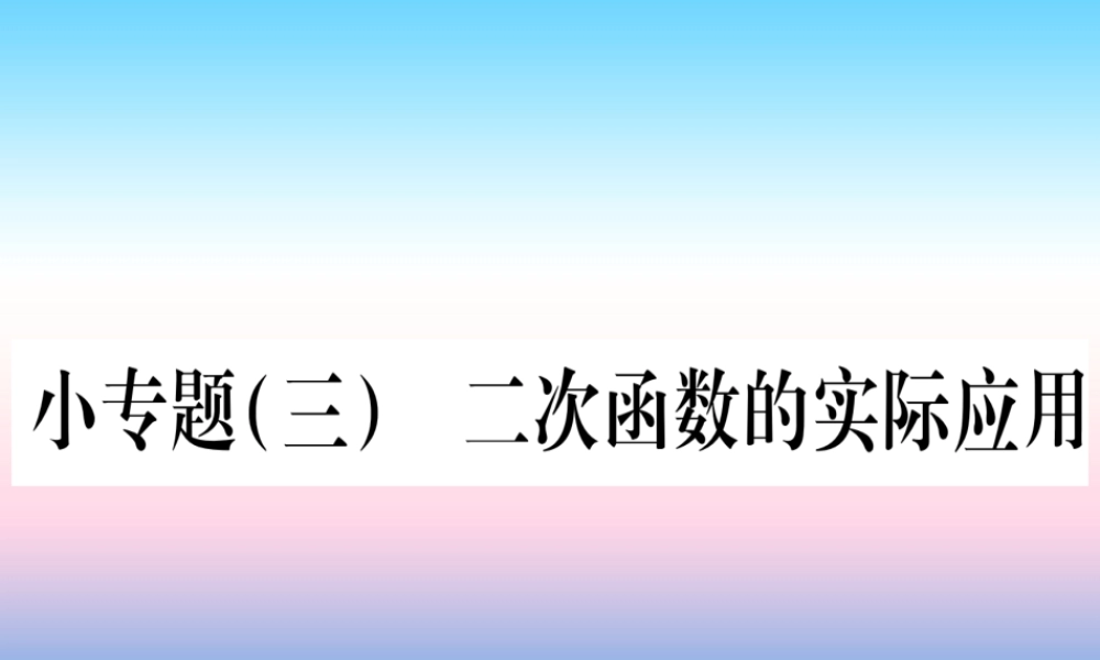 九年级数学下册 小专题(三)二次函数的实际应用作业课件 (新版)湘教版 课件