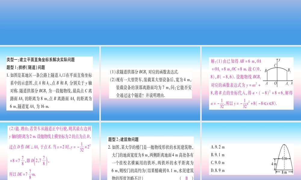 九年级数学下册 小专题(三)二次函数的实际应用作业课件 (新版)湘教版 课件