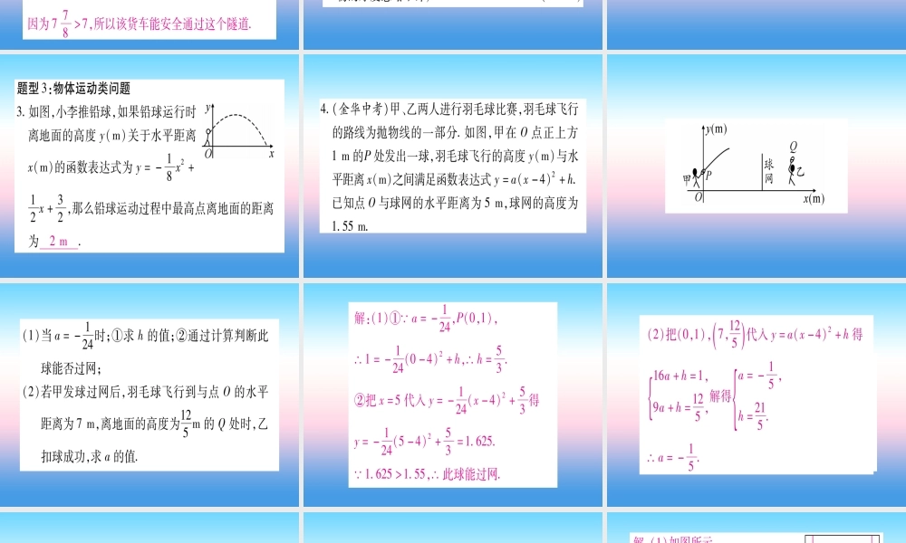 九年级数学下册 小专题(三)二次函数的实际应用作业课件 (新版)湘教版 课件