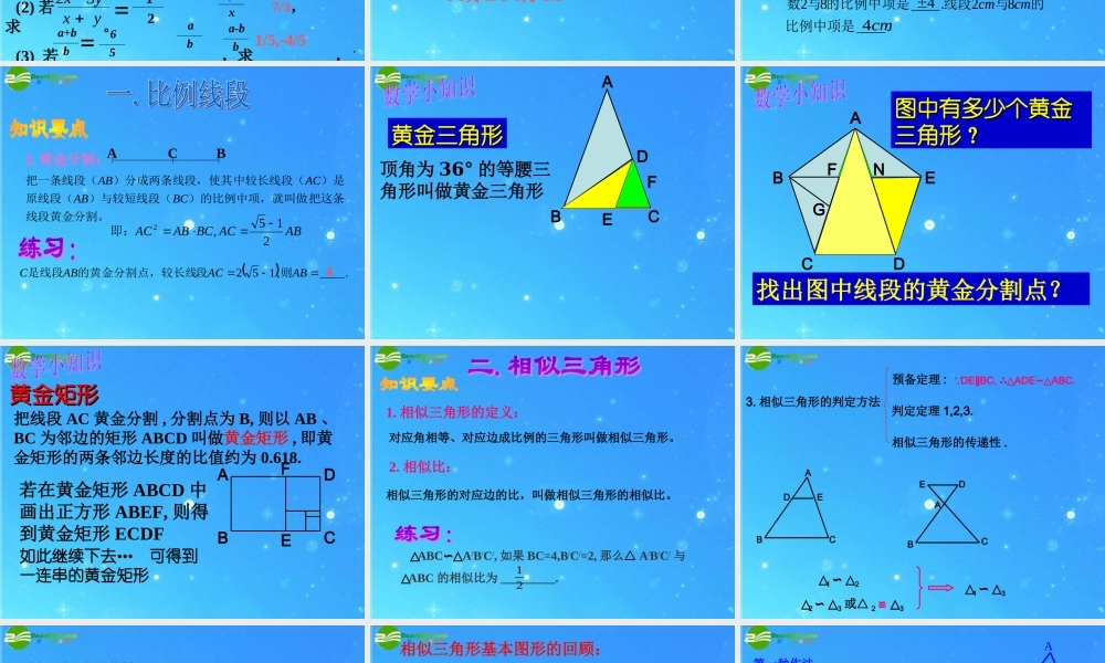 中考专题复习 相似三角形课件 浙教版 课件
