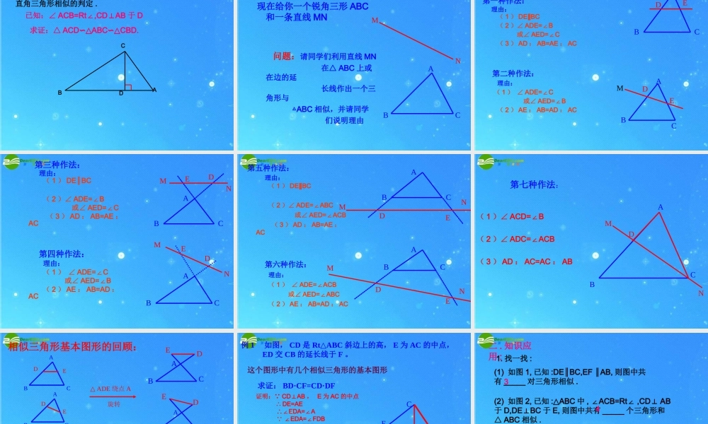 中考专题复习 相似三角形课件 浙教版 课件
