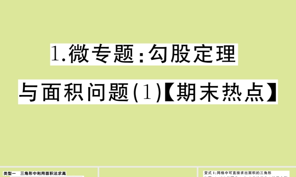 八年级数学上册 第一章(勾股定理)微专题：勾股定理与面积问题(1)作业课件 (新版)北师大版 课件