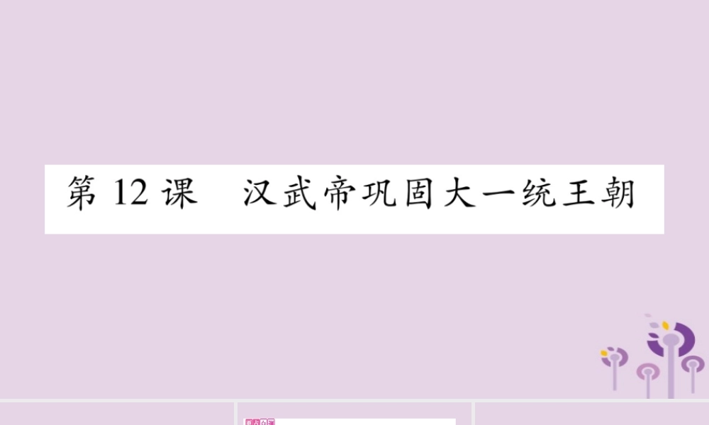 广西七年级历史上册 第3单元 秦汉时期 统一多民族国家的建立和巩固 第12课 汉武帝巩固大一统王朝课件 新人教版 课件