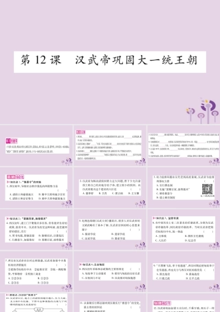 广西七年级历史上册 第3单元 秦汉时期 统一多民族国家的建立和巩固 第12课 汉武帝巩固大一统王朝课件 新人教版 课件