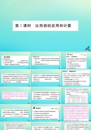 九年级物理全册 第十三章 内能 第三节 第2课时 比热容的应用和计算习题讲评课件 (新版)新人教版 课件