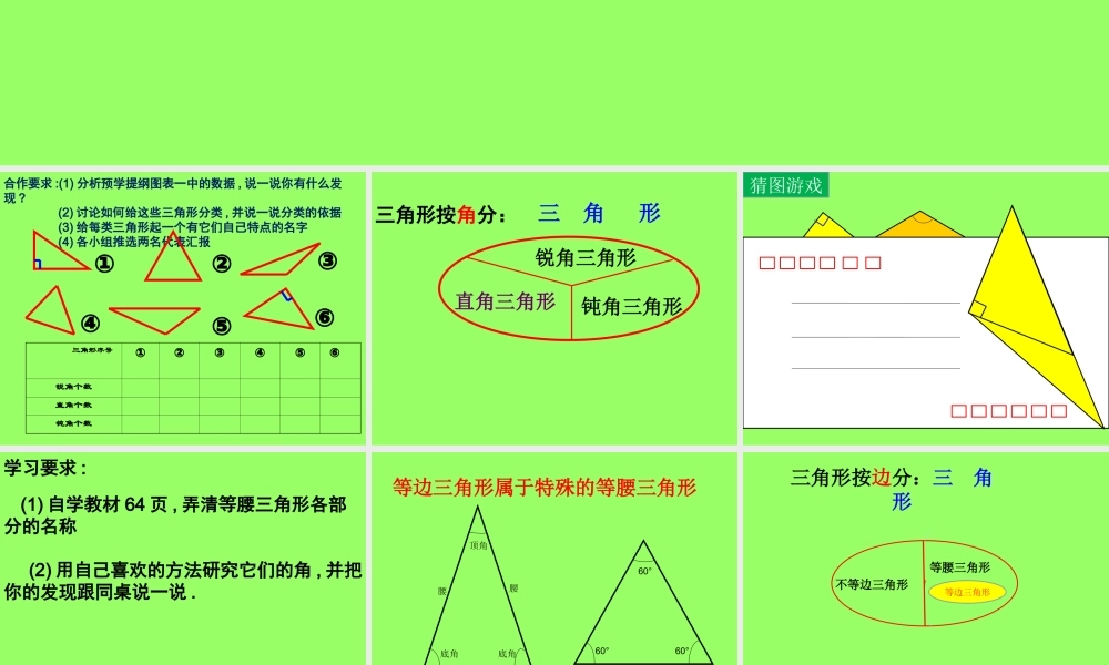 小学数学2011版本小学四年级三角形的分类-数学-小学-张成波