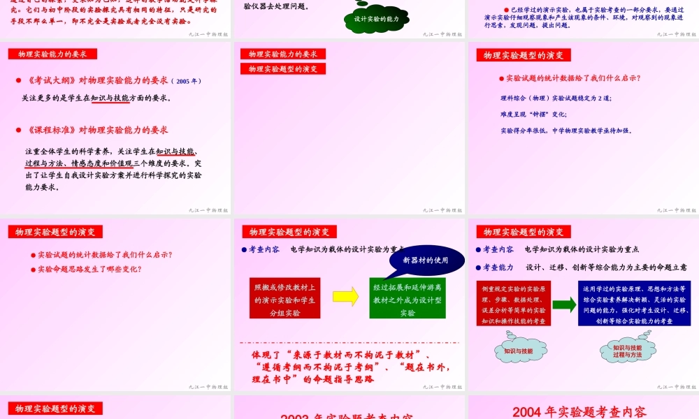 物理实验题型演变