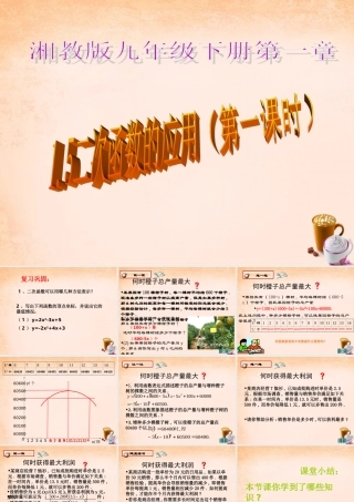 九年级数学下册 15 二次函数的应用(第1课时)课件 湘教版 课件