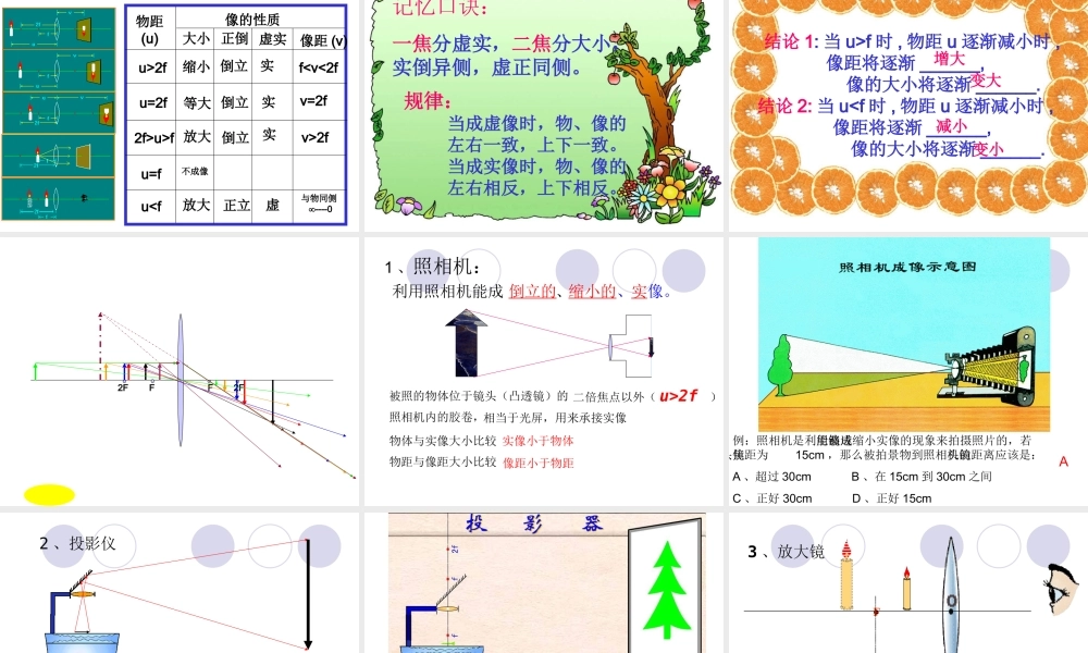 人教版八年级物理复习课件第三章透镜及其应用