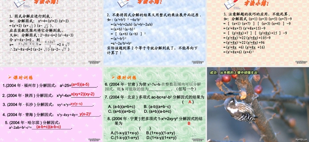 中考复习课件因式分解 浙教版 课件