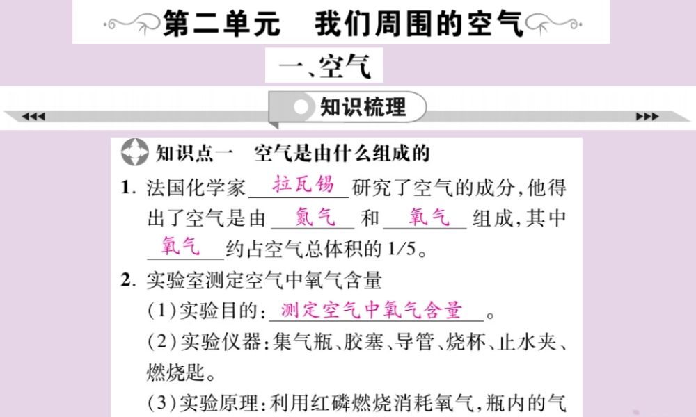 中考化学一轮复习 第1部分 夯实基础 第2单元 我们周围的空气 1 空气课件