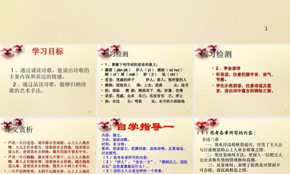 九年级语文下册 24(诗经)两首蒹葭课件 (新版)新人教版 课件