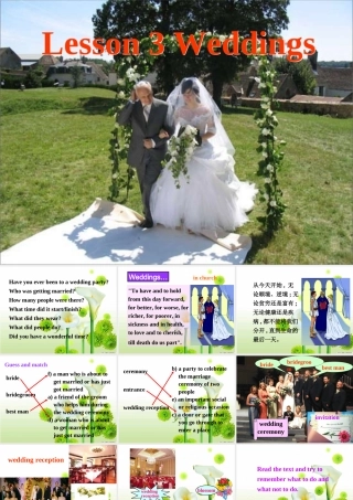 北师版英语必修1U3 Celebration--Lesson 3 Weddingsppt 课件