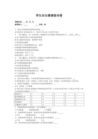 兰州西北中学学生安全感调查问卷