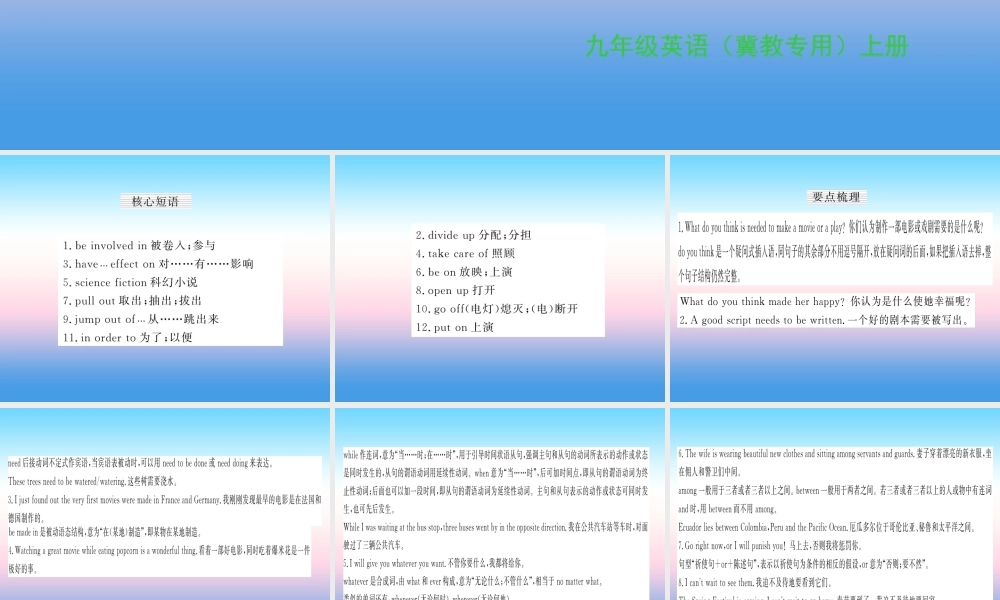 九年级英语上册 Unit 6 Movies and Theater知识与梳理习题课件 (新版)冀教版 课件